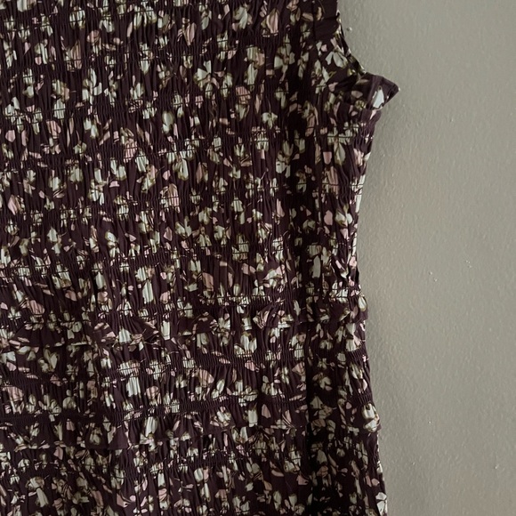 NWT Madewell Smocked Brown Sleeveless Floral Midi Dress Size 10 - Picture 7 of 12